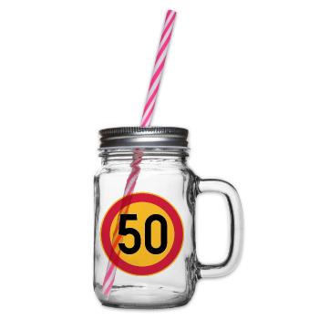 50 Limit / Tempolimit - Henkelglas mit Schraubdeckel - Klar - Rechts