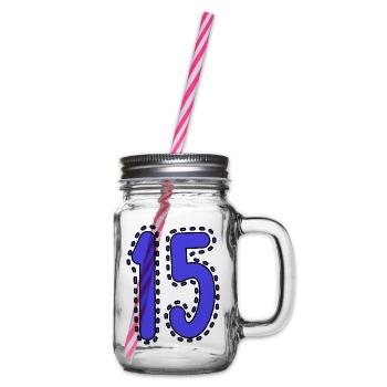 15. 15 ANS. 15e ANNIVERSAIRE. ANNIVERSAIRE 15 ANS. - Bocal à boisson - transparent - Droite