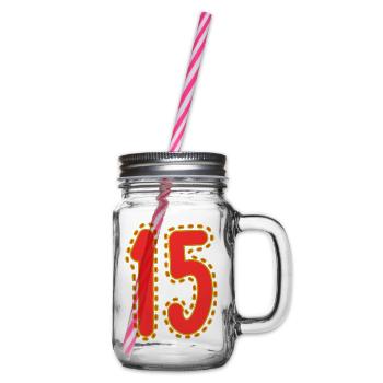 15. 15 ANS. 15e ANNIVERSAIRE. ANNIVERSAIRE 15 ANS. - Bocal à boisson - transparent - Droite