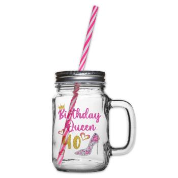 40.Geburtstag Königin 40 Jahre Vierzig - Henkelglas mit Schraubdeckel - Klar - Rechts