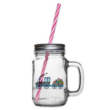 Children's train railway with trailer grey - Glass jar with handle and screw cap - clear - Right