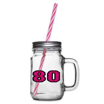80. 80 JAHRE. 80-JÄHRIGES JUBILÄUM. 80. GEBURTSTAG. - Henkelglas mit Schraubdeckel - Klar - Rechts