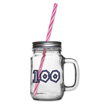100. 100 YEARS. 100th ANNIVERSARY. 100 BIRTHDAY - Glass jar with handle and screw cap - clear - Right