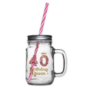 40.Geburtstag Königin 40 Jahre Vierzig - Henkelglas mit Schraubdeckel - Klar - Rechts