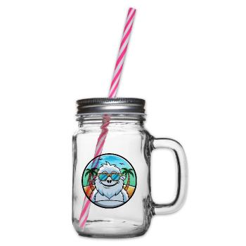 Yeti Lustige Cartoon Sommer Strand Sonnenbrille Aufkleber - Henkelglas mit Schraubdeckel - Klar - Rechts