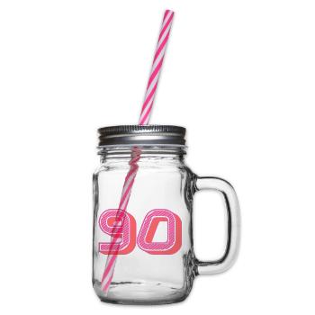 90. 90 JAHRE. 90. JAHRESTAG. 90-JÄHRIGES JUBILÄUM. - Henkelglas mit Schraubdeckel - Klar - Rechts
