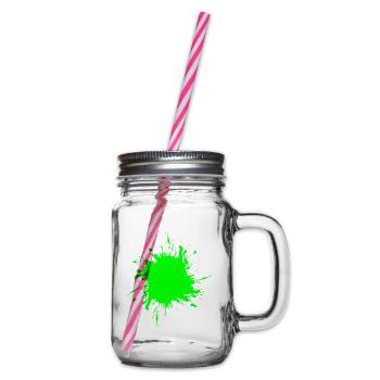 Fleck Farbe Gespritzt Schmutz schmutzig Grün - Henkelglas mit Schraubdeckel - Klar - Rechts