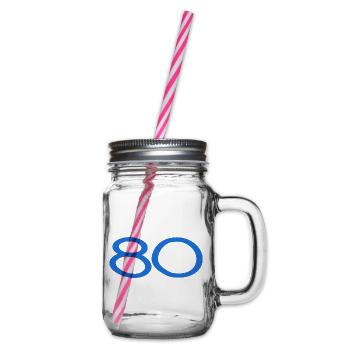 80. 80 JAHRE. 80-JÄHRIGES JUBILÄUM. 80. GEBURTSTAG. - Henkelglas mit Schraubdeckel - Klar - Rechts