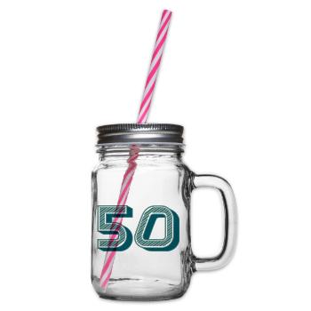 50. 50 YEARS. 50th ANNIVERSARY. 50TH ANNIVERSARY. - Glass jar with handle and screw cap - clear - Right