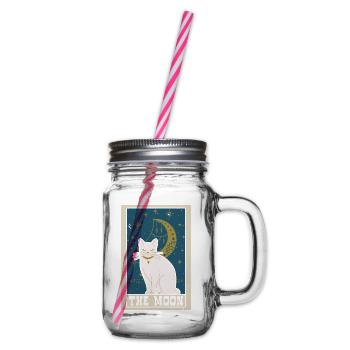 Der Mond Tarotkarte Schamane Wahrsagerei - Henkelglas mit Schraubdeckel - Klar - Rechts