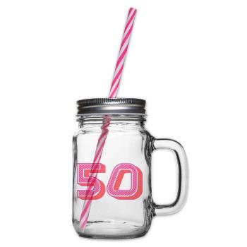 50. 50 YEARS. 50th ANNIVERSARY. 50TH ANNIVERSARY. - Glass jar with handle and screw cap - clear - Right