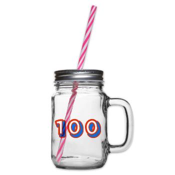 100. 100 JAHRE. 100-JÄHRIGES JUBILÄUM. 100. GEBURTSTAG - Henkelglas mit Schraubdeckel - Klar - Rechts