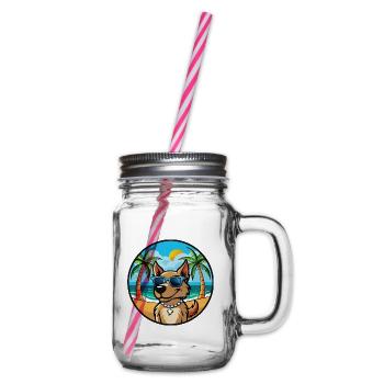 Magyar Agar Hunderasse Cartoon Sonnenbrille Strand - Henkelglas mit Schraubdeckel - Klar - Rechts