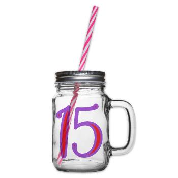 15. 15 JAHRE. 15-JÄHRIGES JUBILÄUM. 15-JÄHRIGES JUBILÄUM. - Henkelglas mit Schraubdeckel - Klar - Rechts