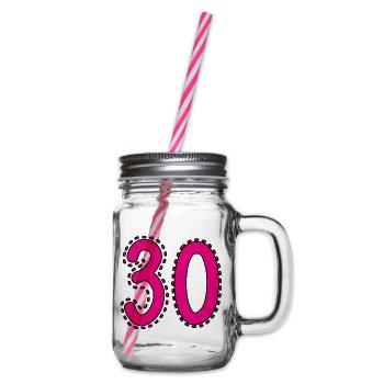 30. 30 YEARS. 30th ANNIVERSARY. 30 YEARS ANNIVERSARY. - Glass jar with handle and screw cap - clear - Right