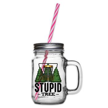 Stupid Tree Disc Golf saying Frisbee gift - Glass jar with handle and screw cap - clear - Right
