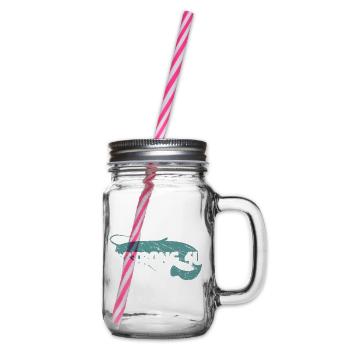 Catfish fishing catfish too strong for you - Glass jar with handle and screw cap - clear - Right