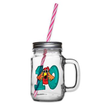 10 anniversaire - oiseau perroquet avec le numéro 10 - Bocal à boisson - transparent - Droite
