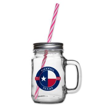 Rockwall Texas Flagge USA Reise Souvenir Abzeichen - Henkelglas mit Schraubdeckel - Klar - Rechts