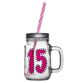 15. 15 ANS. 15e ANNIVERSAIRE. ANNIVERSAIRE 15 ANS. - Bocal à boisson - transparent - Droite