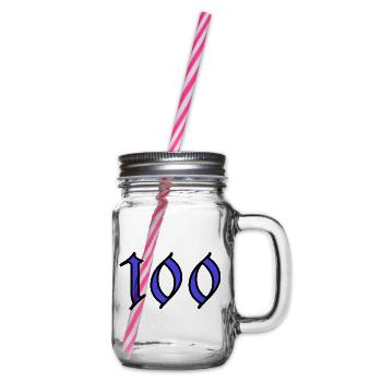 100. 100 YEARS. 100th ANNIVERSARY. BIRTHDAY 100 - Glass jar with handle and screw cap - clear - Right