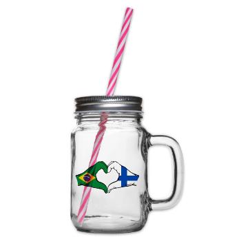 Brésil Finlande Drapeau Mains Coeur Forme - Bocal à boisson - transparent - Droite