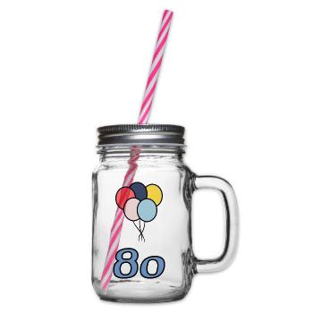 80. 80 ANS. 80e ANNIVERSAIRE. ANNIVERSAIRE 80 ANS. - Bocal à boisson - transparent - Droite