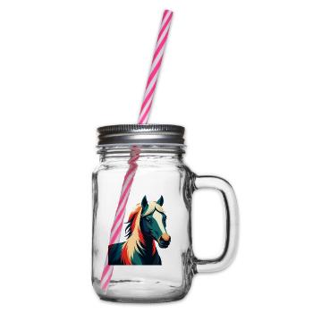 Pony Cartoon Figur Buntes Haustier Tier - Henkelglas mit Schraubdeckel - Klar - Rechts