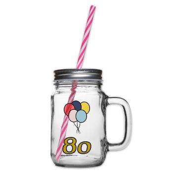 80. 80 ANS. 80e ANNIVERSAIRE. ANNIVERSAIRE 80 ANS. - Bocal à boisson - transparent - Droite