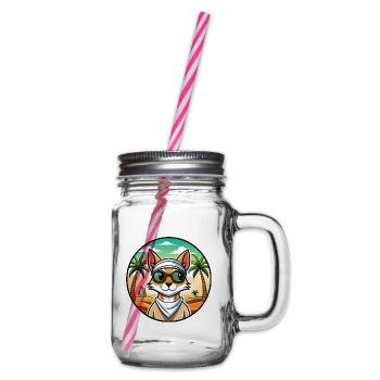 Lunettes de soleil de race de chat Mau arabe de plage - Bocal à boisson - transparent - Droite