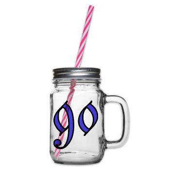 90. 90 JAHRE. 90. JAHRESTAG. 90-JÄHRIGES JUBILÄUM. - Henkelglas mit Schraubdeckel - Klar - Rechts