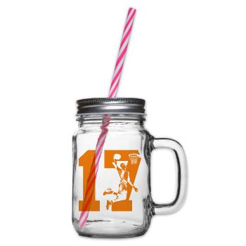 NUMBER 17 BASKETBALL 17TH BIRTHDAY - Glass jar with handle and screw cap - clear - Right