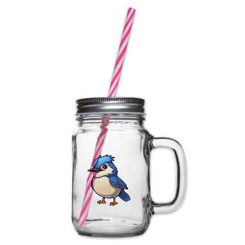 Jay Vogel Niedliche Karikatur Kawaii Aquarell Tier Haustier - Henkelglas mit Schraubdeckel - Klar - Rechts