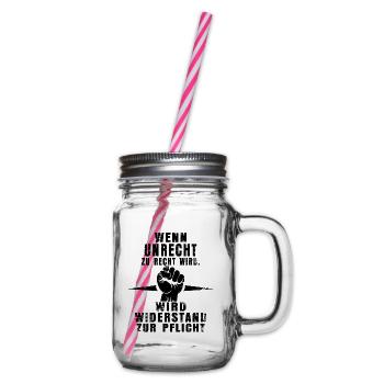 Resistance Is Mandatory - Statement Shirt - Glass jar with handle and screw cap - clear - Right