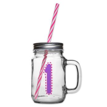 1. 1 JAHR. 1. JAHRESTAG. 1 JAHR GEBURTSTAG - Henkelglas mit Schraubdeckel - Klar - Rechts