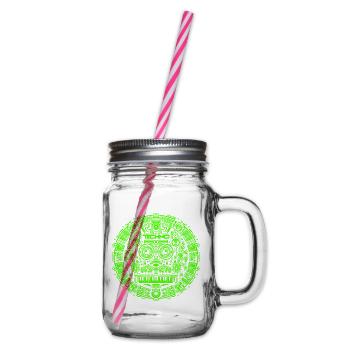 Techno Music Logo - Glass jar with handle and screw cap - clear - Right