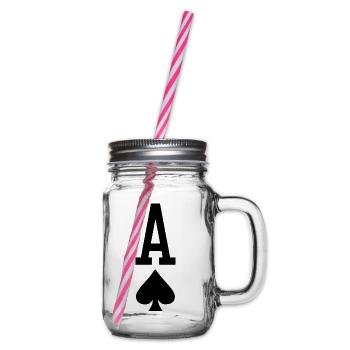 Carte à jouer au poker - As de pique - Bocal à boisson - transparent - Droite