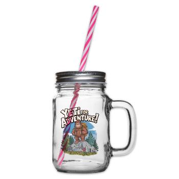 Yeti For Adventure - Glass jar with handle and screw cap - clear - Right