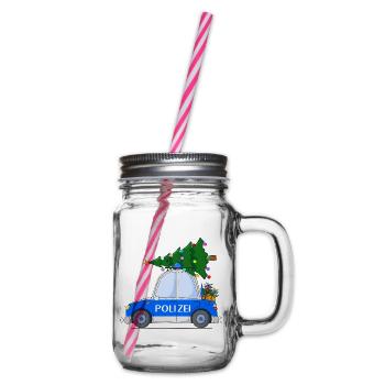 Polizeiauto Weihnachten - Henkelglas mit Schraubdeckel - Klar - Rechts