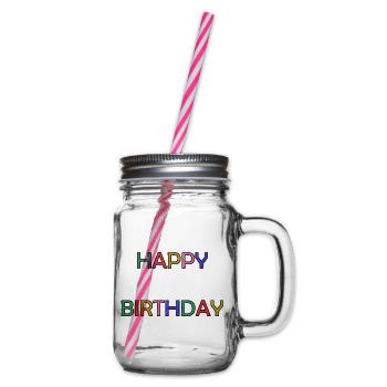 HAPPY BIRTHDAY. ANNIVERSAIRE. BON ANNIVERSAIRE - Bocal à boisson - transparent - Droite