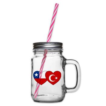 Chile Türkei Flagge Herz - Henkelglas mit Schraubdeckel - Klar - Rechts