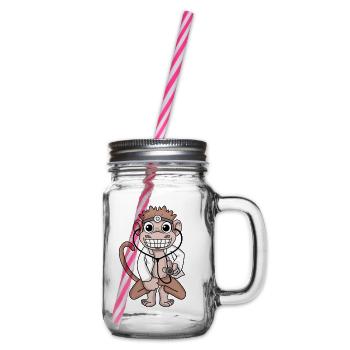 Veterinarian monkey doctor doctor hospital - Glass jar with handle and screw cap - clear - Right