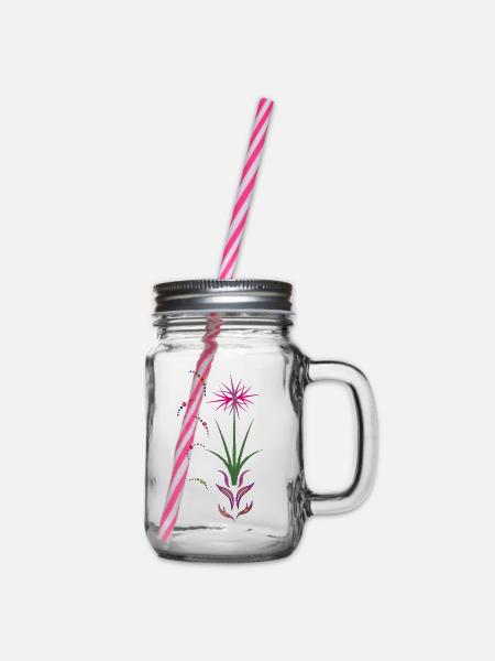 Blumenranke, Ornament - Henkelglas mit Schraubdeckel - Klar