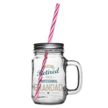 I'm Not Retired I'm a Professional Grandad - Glass jar with handle and screw cap - clear - Right