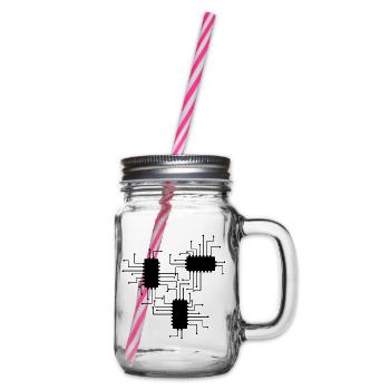 electrician electrical electronics occupation voltage CPU - Glass jar with handle and screw cap - clear - Right