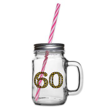 60. 60 ANS. 60e ANNIVERSAIRE. ANNIVERSAIRE 60 ANS. - Bocal à boisson - transparent - Droite