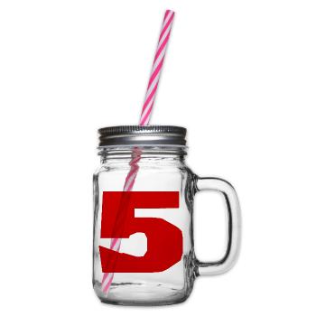 5. 5 JAHRE. 5-JÄHRIGES JUBILÄUM. 5-JÄHRIGES JUBILÄUM. 5. - Henkelglas mit Schraubdeckel - Klar - Rechts