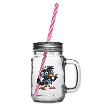 Magpie Funny Cartoon Character Headphone Music - Glass jar with handle and screw cap - clear - Right