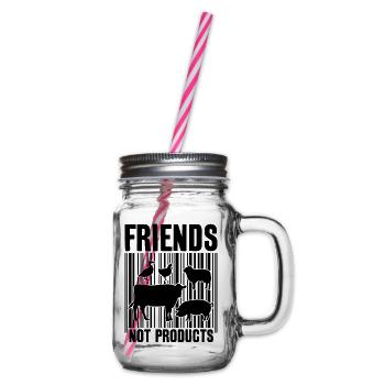 VEGAN FRIENDS NOT FOOD BARCODE - Glass jar with handle and screw cap - clear - Right