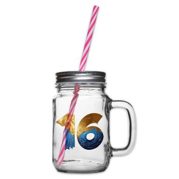 NO. 16 NUMBER 16 COOL 16TH BIRTHDAY - Glass jar with handle and screw cap - clear - Right